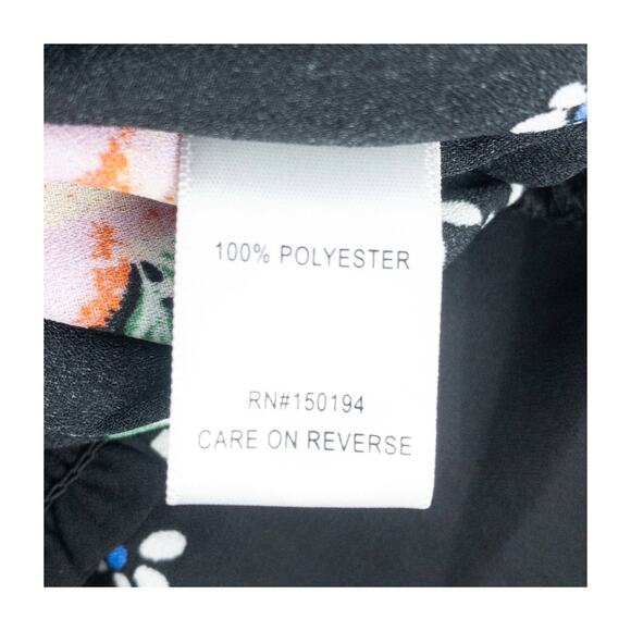 Living Doll LA Black Floral Surplice Blouse Small Flutter Sleeves - Picture 11 of 12